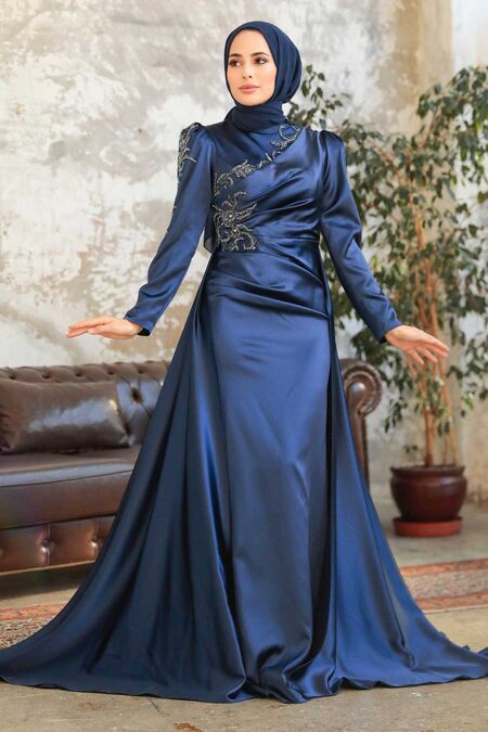 Neva Style Elegant Navy Blue Modest Evening Gown 22881L Neva Style