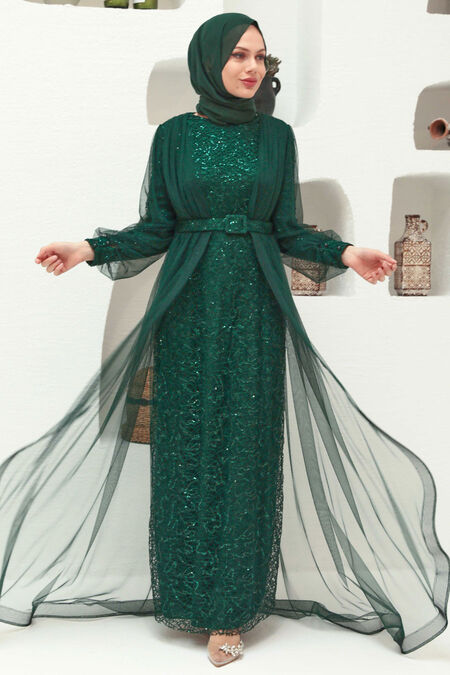 Neva Style Long Green Modest Bridesmaid Dress Y Neva Style