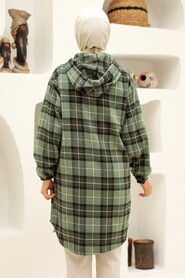 Almond Green Hijab Coat 5675CY - Thumbnail