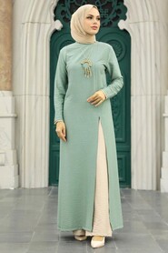 Almond Green Hijab Double Suit 52221CY - Thumbnail