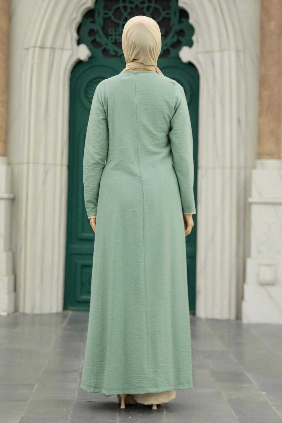 Almond Green Hijab Double Suit 52221CY