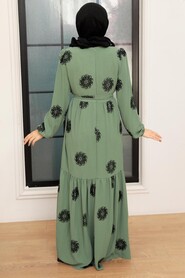 Almond Green Hijab Dress 10281CY - Thumbnail