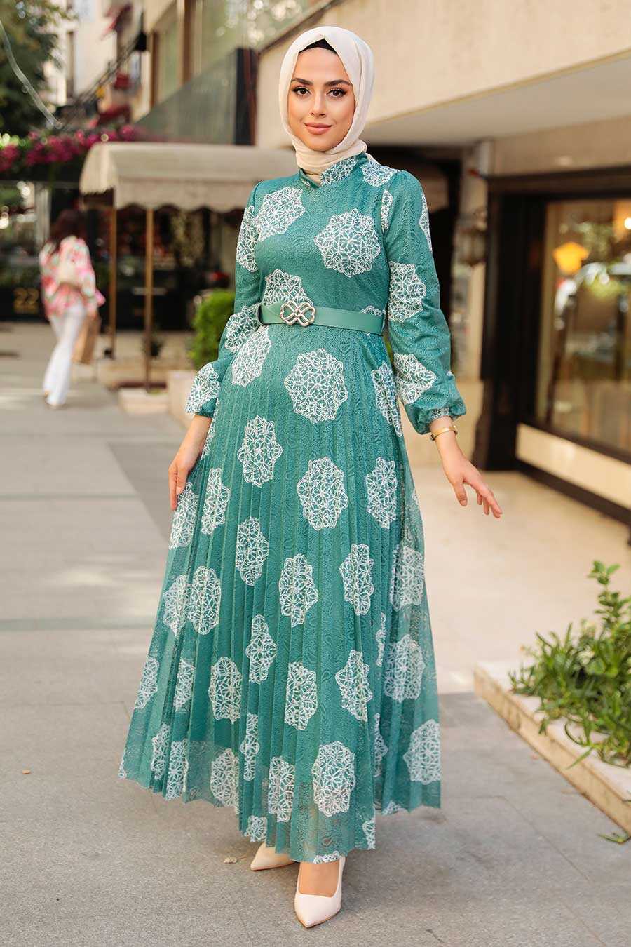 Almond Green Hijab Dress 11870CY