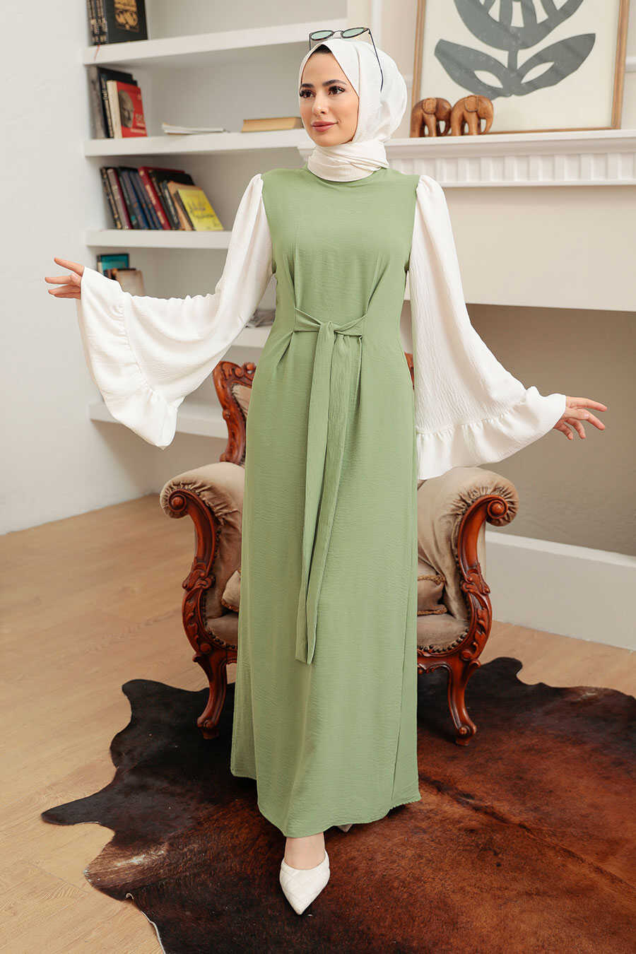 Overwegen account Omzet Almond Green Hijab Dress 1335CY - Neva-style.com