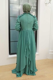 Almond Green Hijab Evening Dress 25807CY - Thumbnail