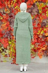 Almond Green Hijab Knitwear Cardigan 70250CY - Thumbnail