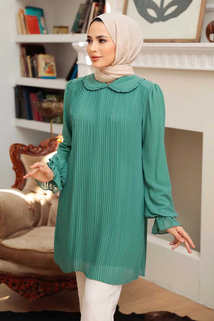Almond Green Hijab Tunic 20621CY