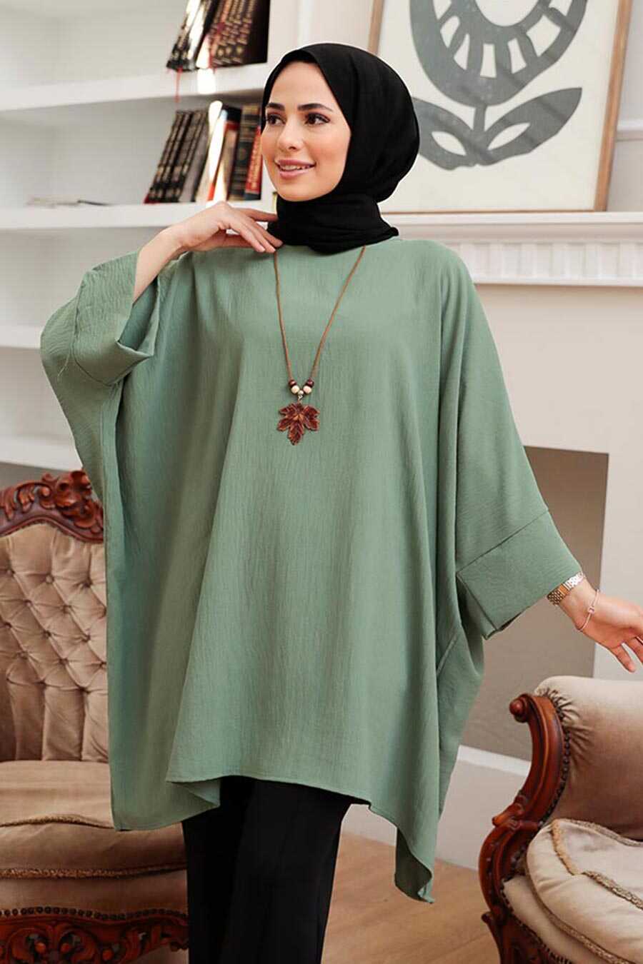 Almond Green Hijab Tunic 40760CY