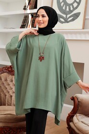 Almond Green Hijab Tunic 40760CY - Thumbnail