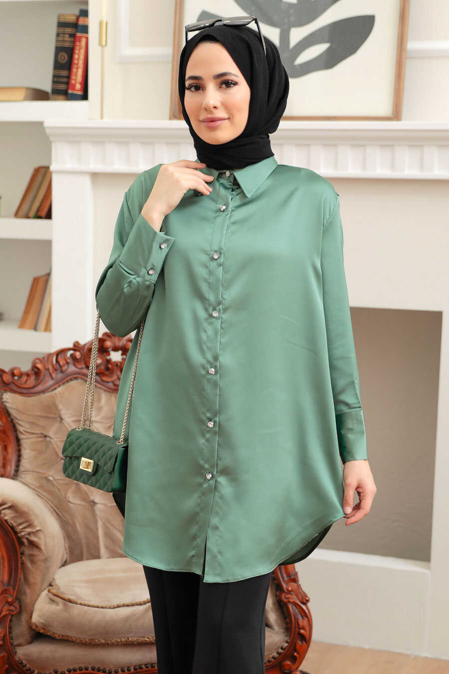 Almond Green Hijab Tunic 5705CY