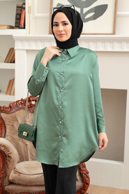 Almond Green Hijab Tunic 5705CY - Thumbnail