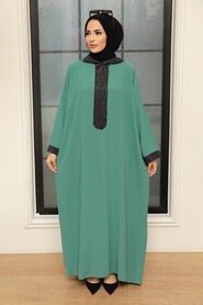 Almond Green Hijab Turkish Abaya 7683CY - Thumbnail
