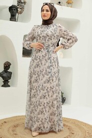 Beige Hijab Dress 279040BEJ - Thumbnail