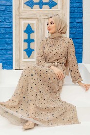 Beige Hijab Dress 279065BEJ - Thumbnail