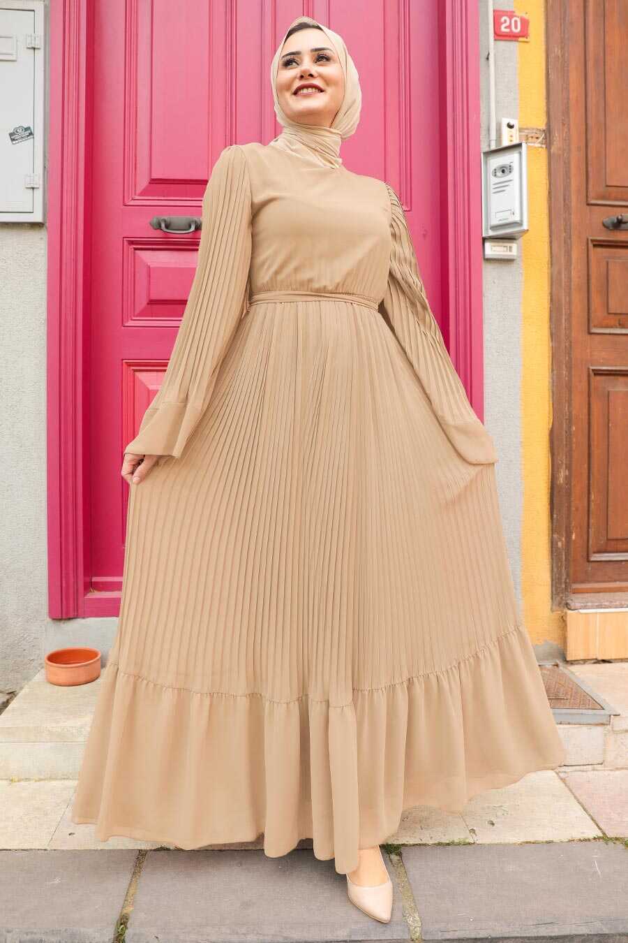 Beige Hijab Dress 2884BEJ