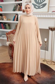 Beige Hijab Dress 76840BEJ - Thumbnail