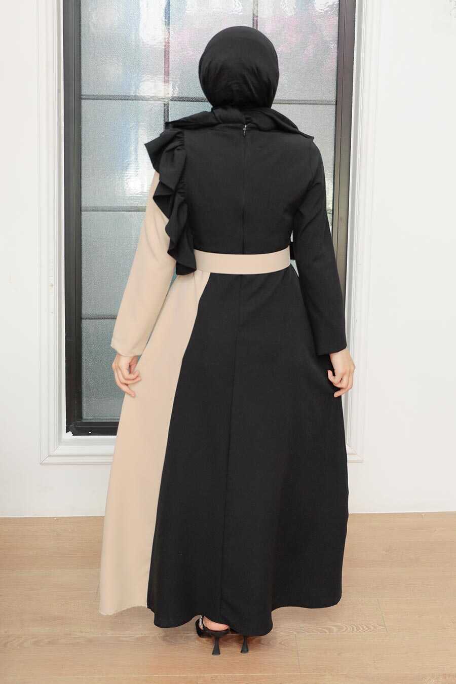 Beige Hijab Dress 7689BEJ