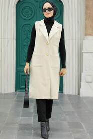 Beige Hijab Stamp Vest 5824BEJ - Thumbnail