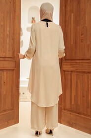 Beige Hijab Suit Dress 12510BEJ - Thumbnail