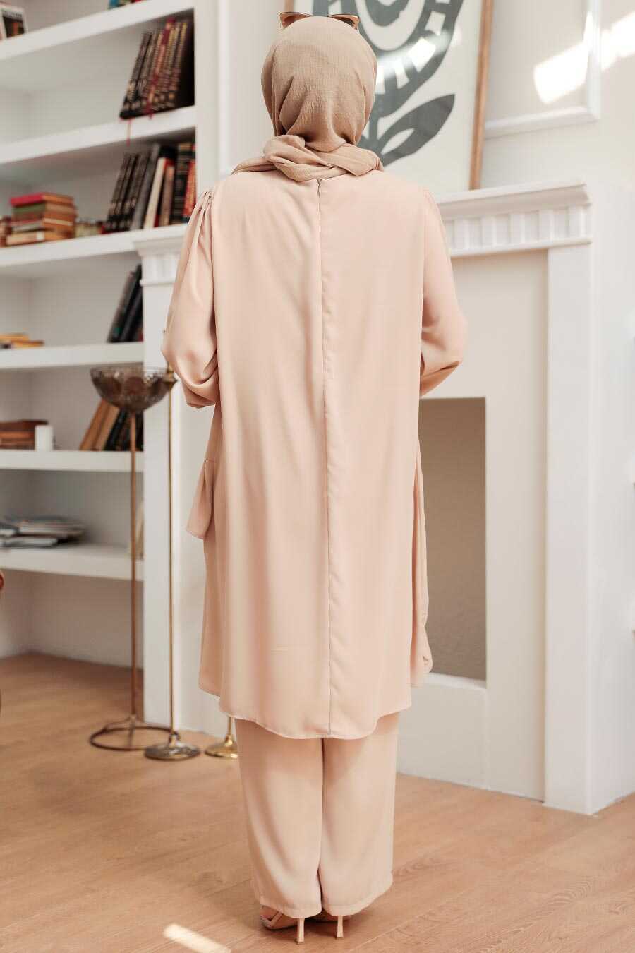 Beige Hijab Suit Dress 13101BEJ