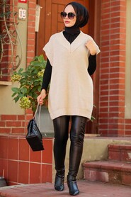 Beige Hijab Sweater 4786BEJ - Thumbnail
