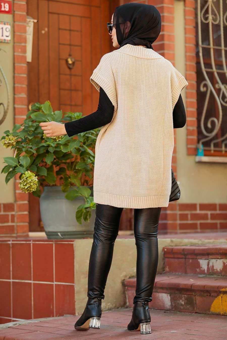 Beige Hijab Sweater 4786BEJ