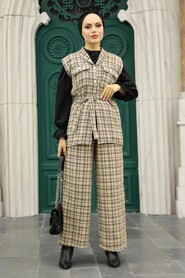 Beige Hijab Triple Suit 4658BEJ - Thumbnail