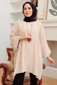 Beige Hijab Tunic 40760BEJ - Thumbnail