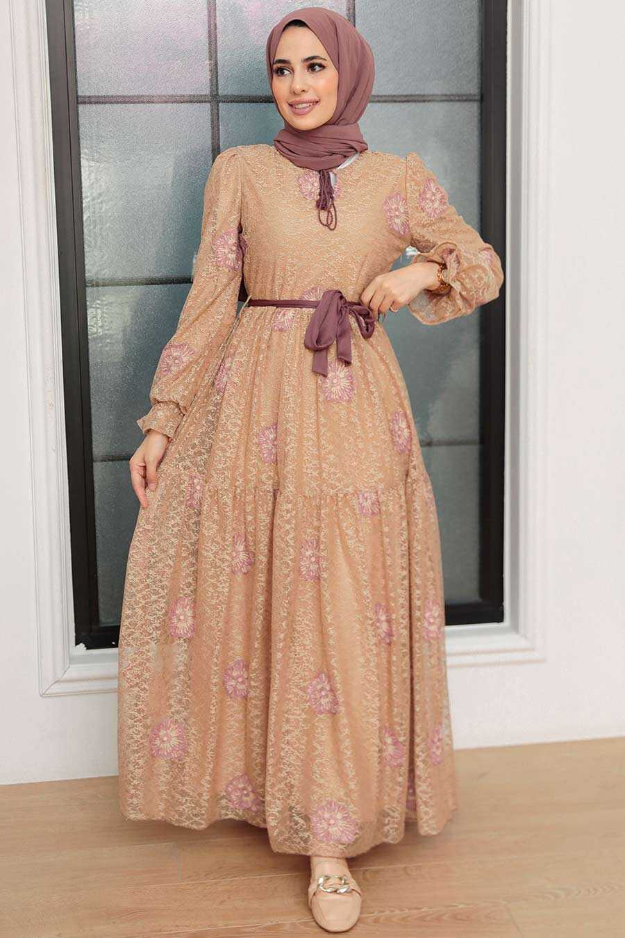 Biscuit Hijab Dress 1216BS