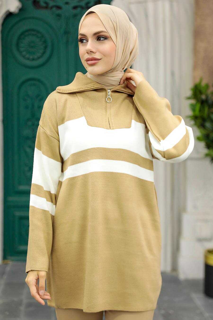 Biscuit Hijab Knitwear Tunic 26961BS