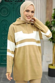 Biscuit Hijab Knitwear Tunic 26961BS - Thumbnail