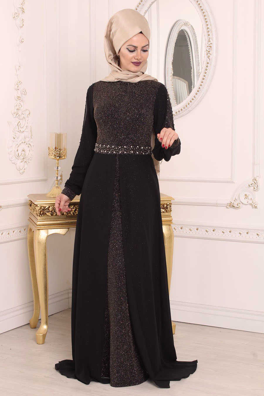 Black Hijab Evening Dress 79381S - Neva-style.com