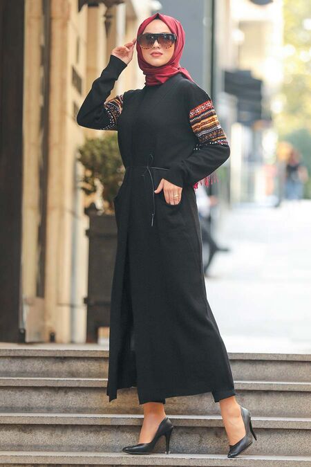Black Hijab Cardigan 15725S - Neva-style.com