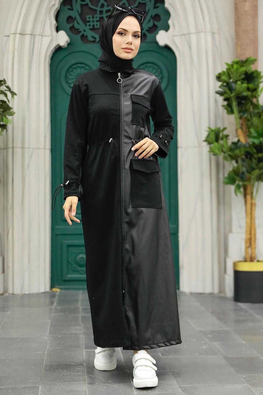 Black Hijab Coat 1365S