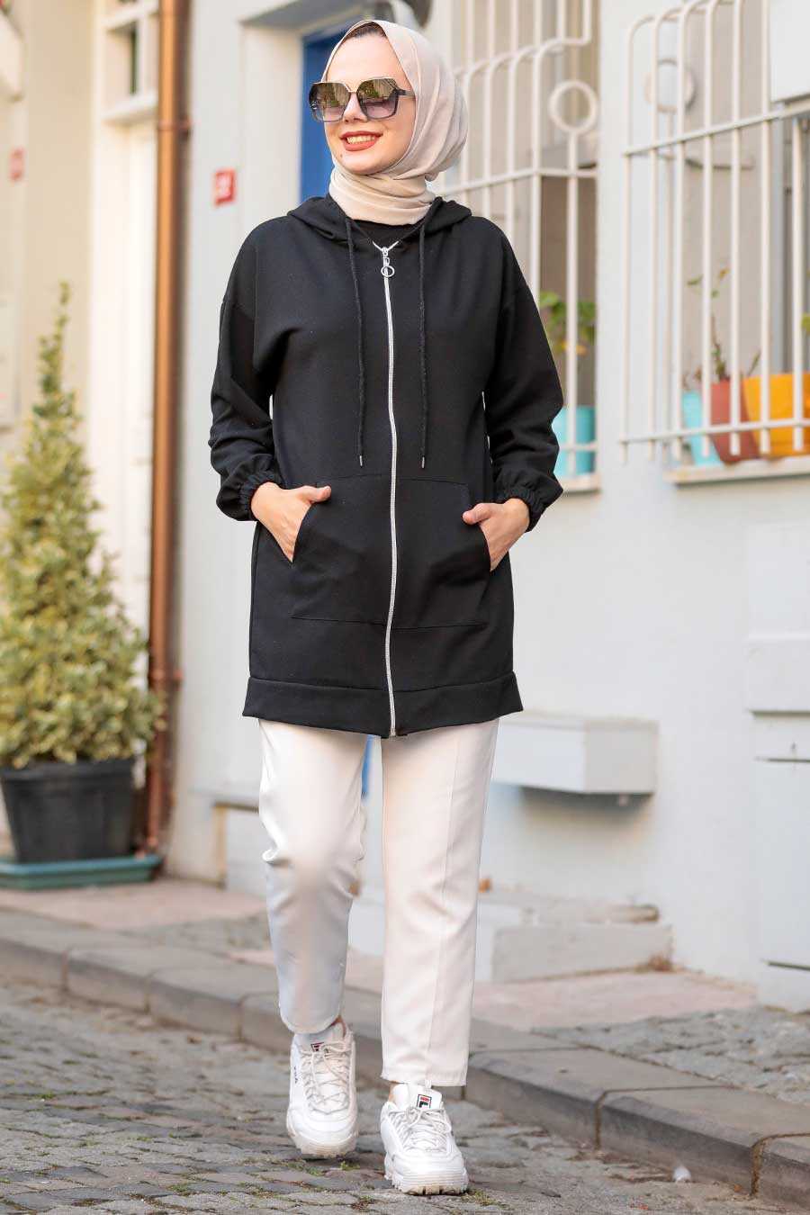 Black Hijab Coat 3674S