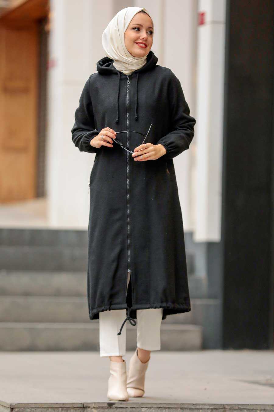 Black Hijab Coat 5664S - Neva-style.com