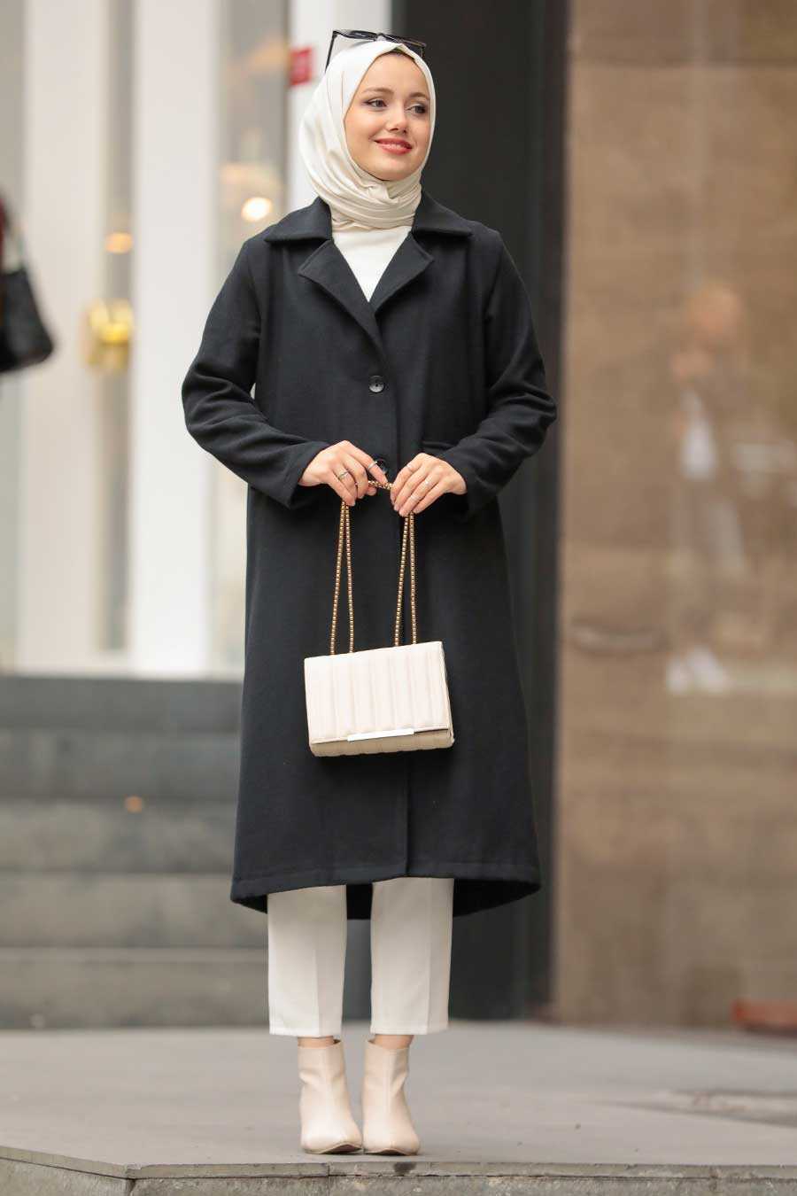 Black Hijab Coat 56720S
