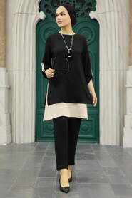 Black Hijab Double Suit 52251S - Thumbnail