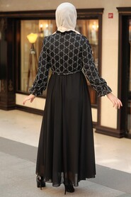 Black Hijab Dress 12051S - Thumbnail