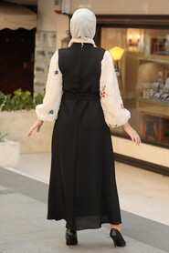 Black Hijab Dress 12152S - Thumbnail