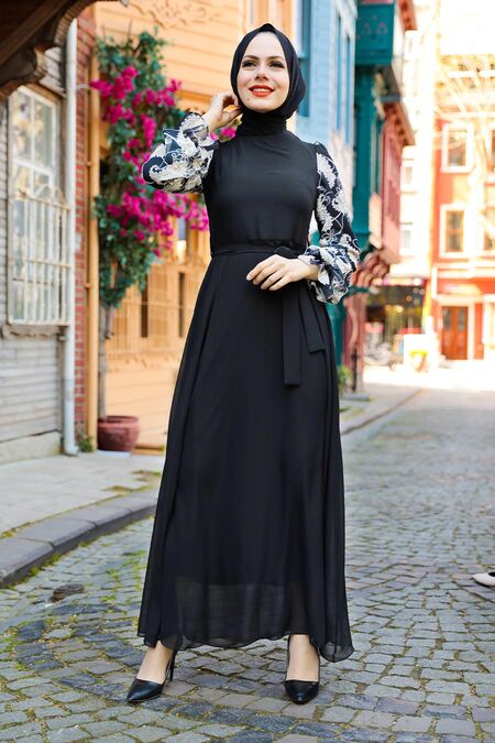 Black Hijab Dress 12327S - Neva-style.com