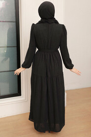 Black Hijab Dress 13290S - Thumbnail