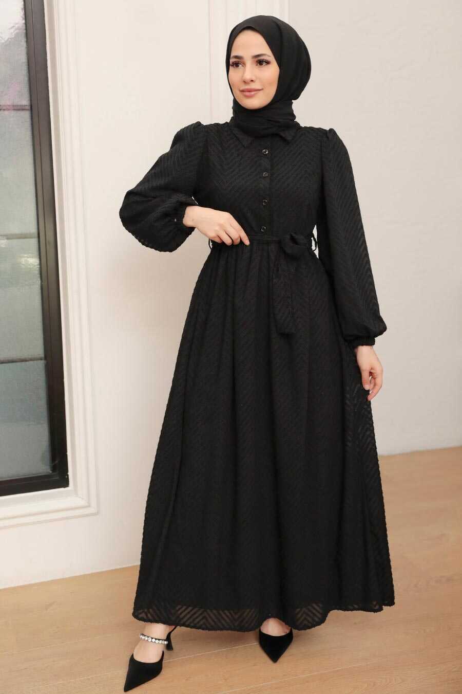Black Hijab Dress 13390S