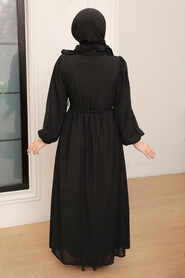Black Hijab Dress 13390S - Thumbnail