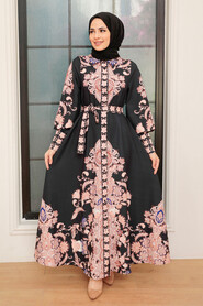 Black Hijab Dress 21719S - Thumbnail