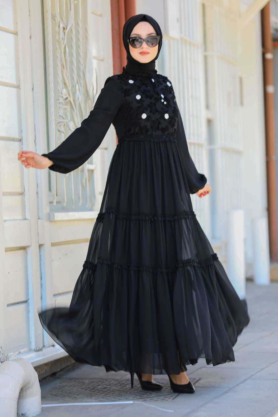 Black Hijab Dress 22180S - Neva-style.com