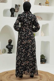 Black Hijab Dress 27924S - Thumbnail