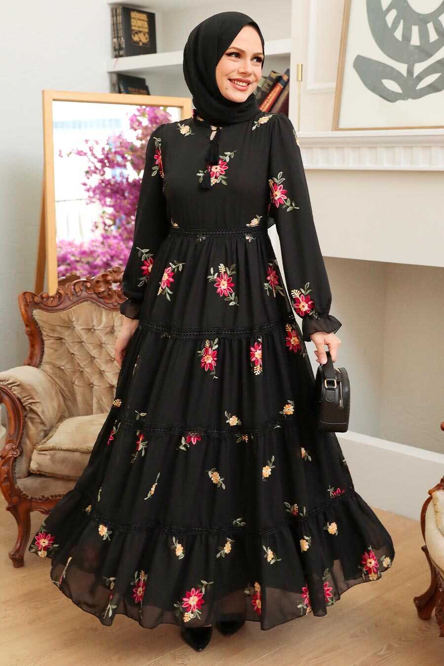 Black Hijab Dress 32812S