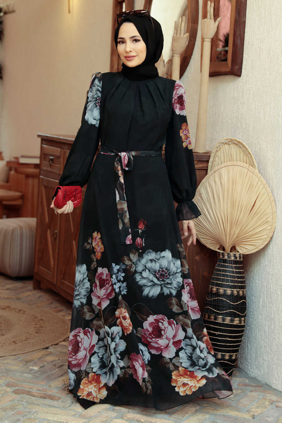 Black Hijab Dress 35461S