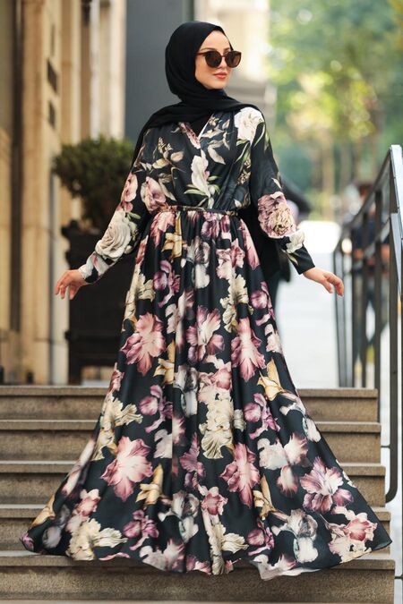 Black Hijab Dress 53496S - Neva-style.com